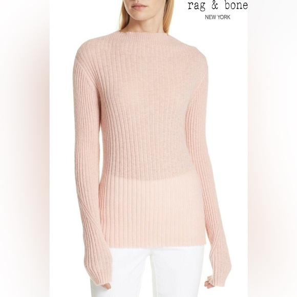 Rag & bone donna ribbed mohair angora wool long sleeve top size large - Picture 1 of 7